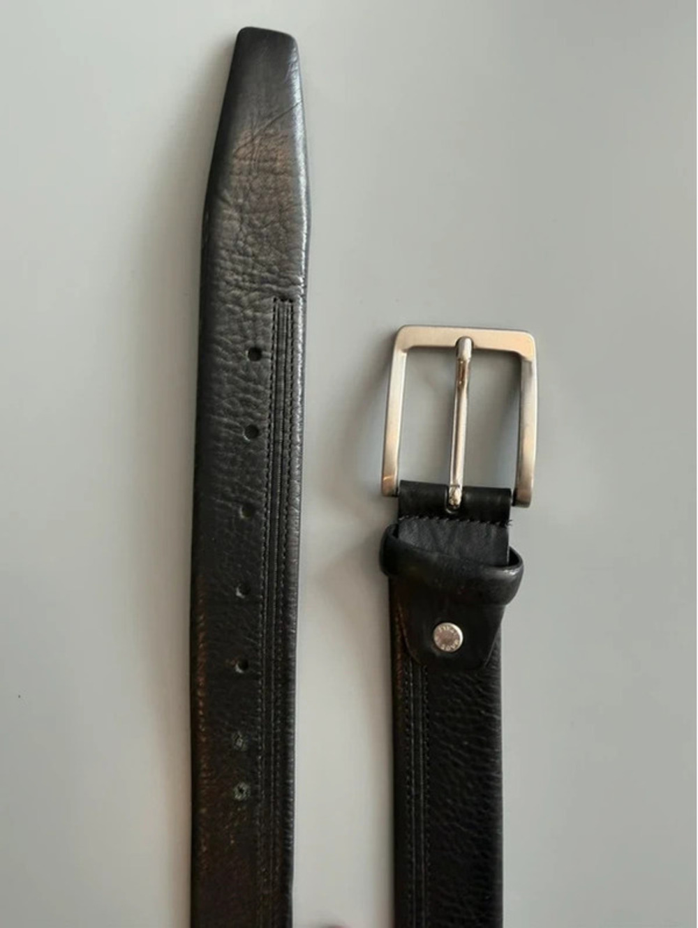 Pebbled leather Italian leather belt